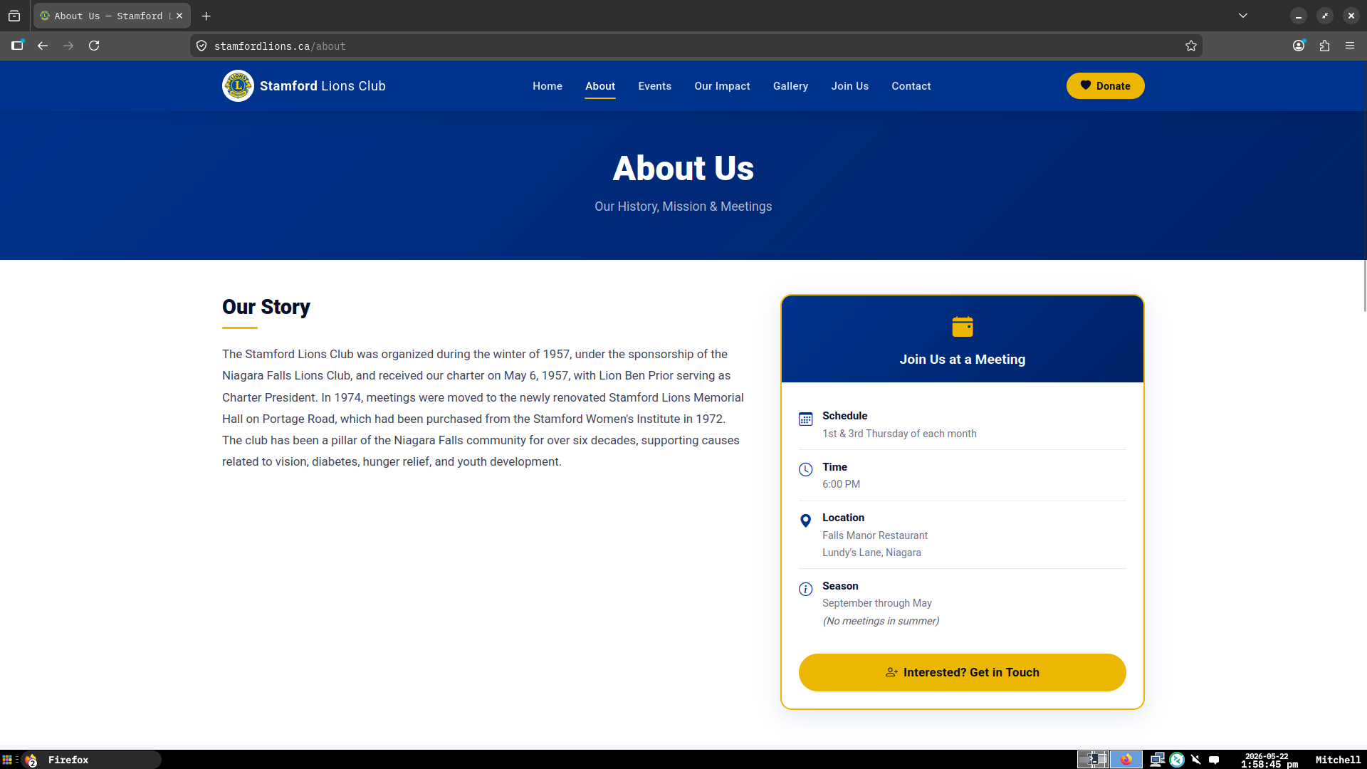 Lions Club Website screenshot 2